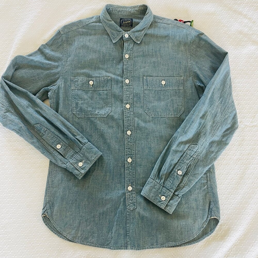 J.Crew Men's M Slim Fit Japanese Chambray Utility Shirt Retail $118 WORN ONCE!